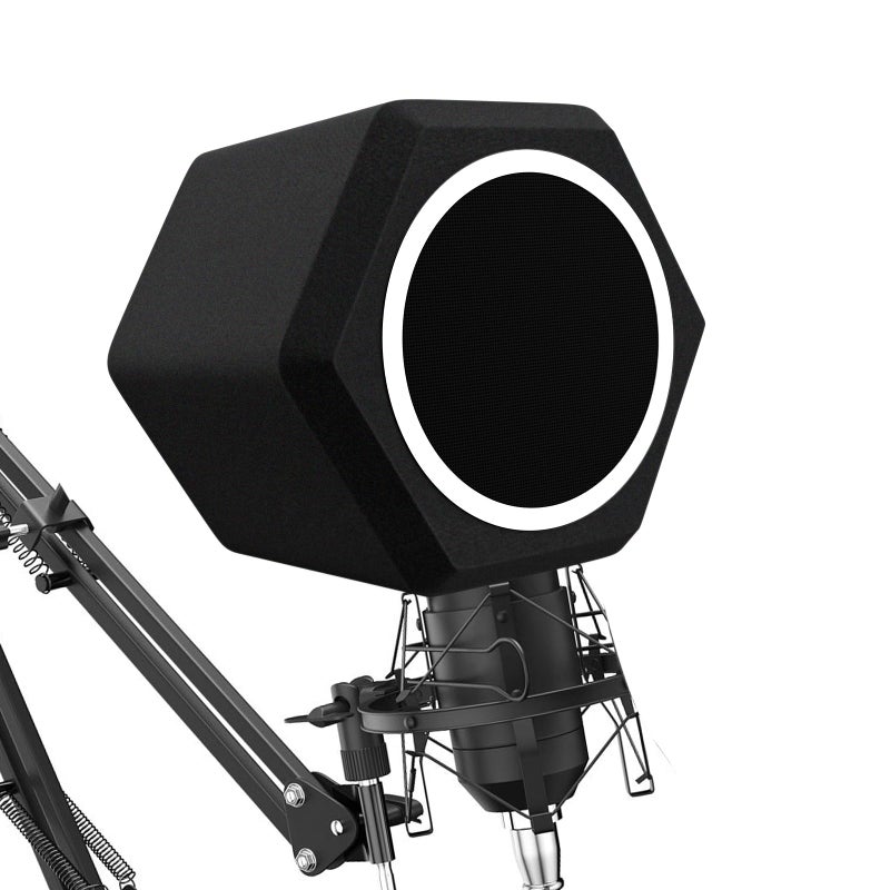penypeal Microphone Wind Shield Pop Filter Isolation Ball  Acoustic for Record Studios Mic  Sound-Absorbing Foam Five-sided Seal Design to Effectively Reduces Noise and Reflections  black - Image 1